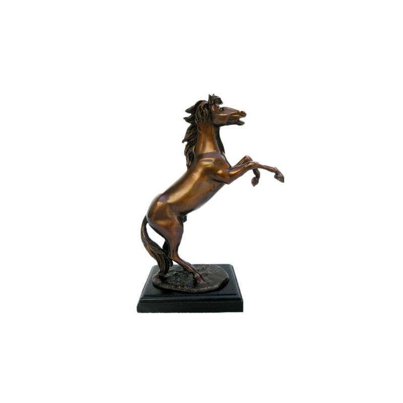 SRB41100 Bronze Rearing Horse Table-top Sculpture on Marble Base by Metropolitan Galleries Inc