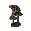 Bronze Lady on Mushrooms Fountain Sculpture