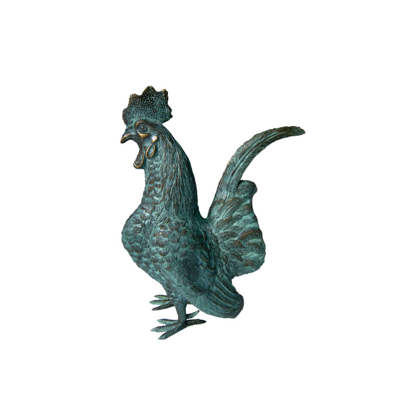 SRB44844 Bronze Rooster Sculpture in Verdigris Patina by Metropolitan Galleries Inc