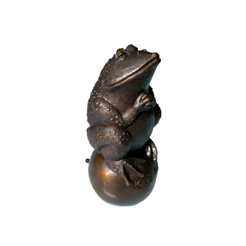 SRB49269 Bronze Frog on Ball Fountain Sculpture by Metropolitan Galleries Inc