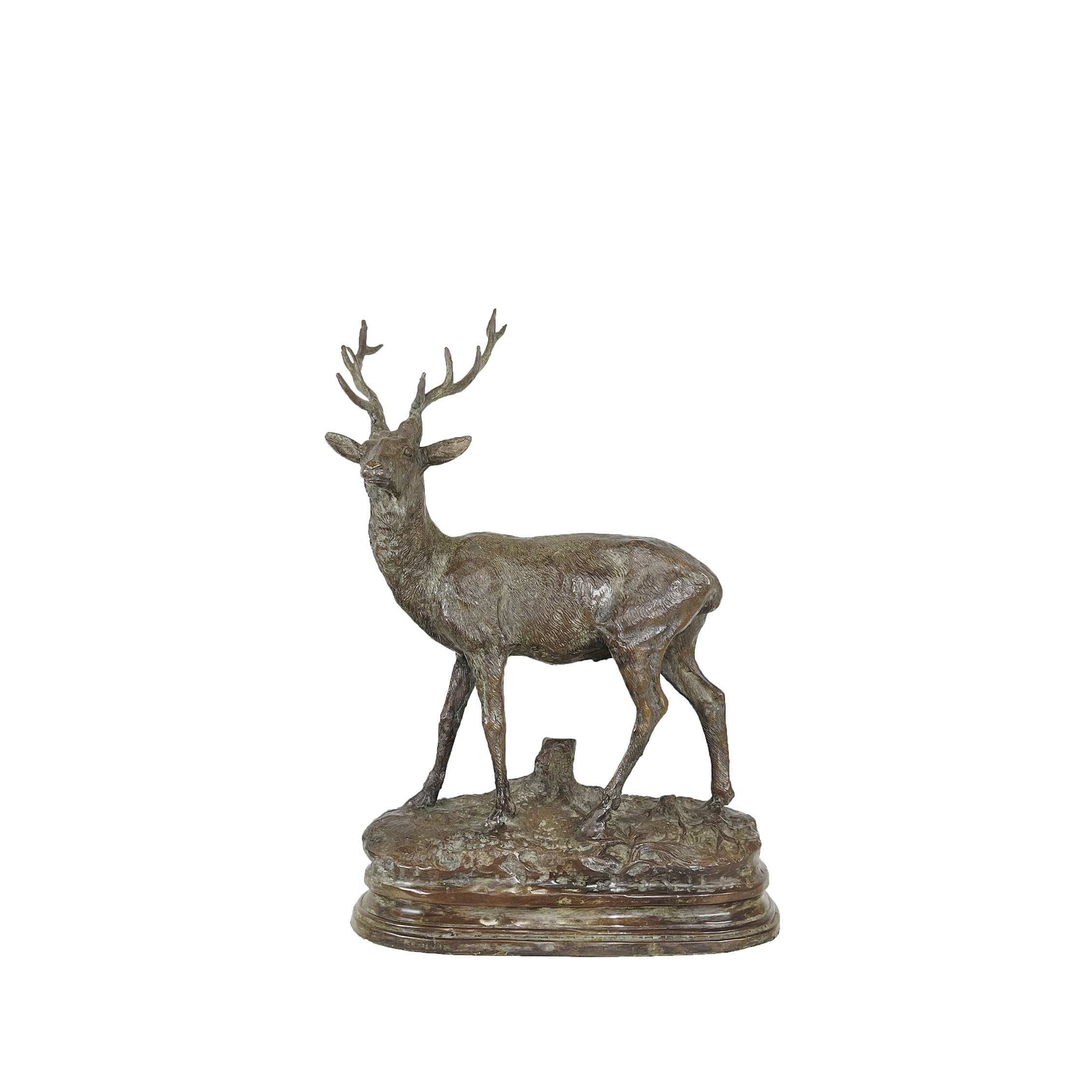 SRB56104 Bronze Deer on Base Table-top Sculpture by Metropolitan Galleries Inc.