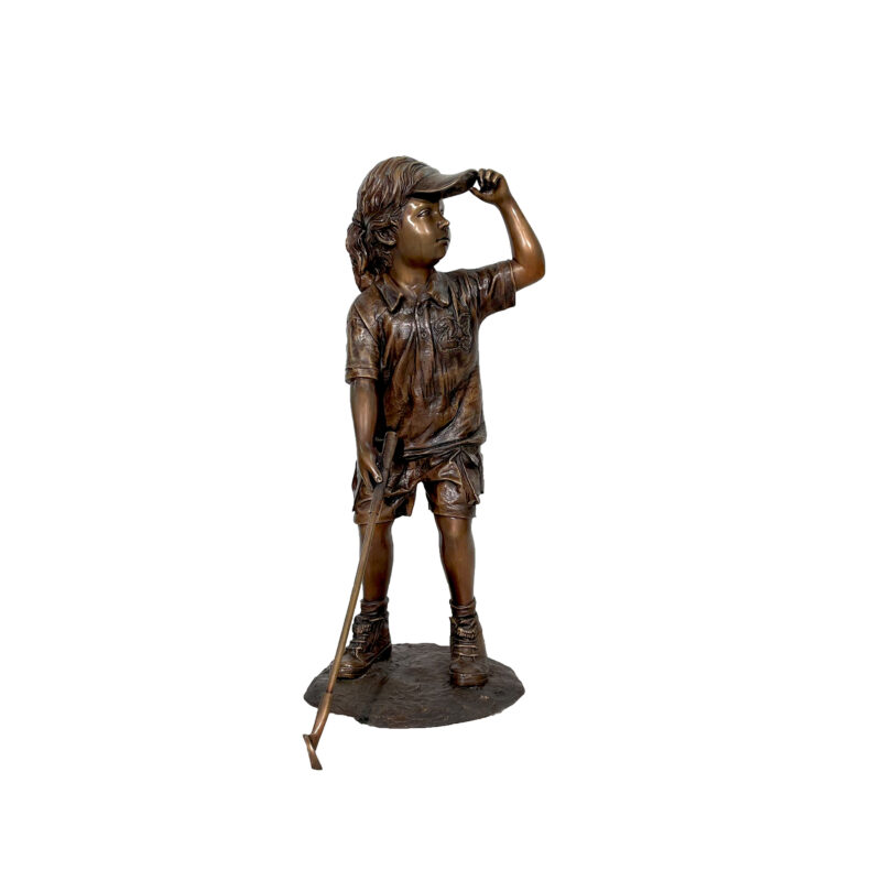 SRB705766-BR Bronze Littel Girl Golfer Sculpture in Brown Patina by Metropolitan Galleries Inc