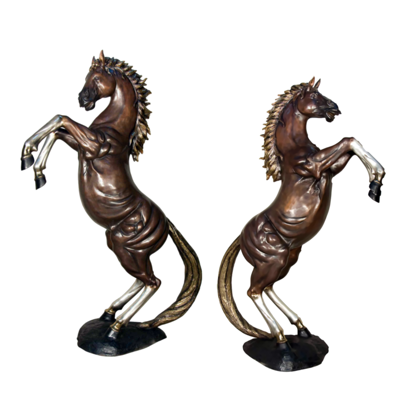 Bronze Rearing Horse Sculpture Set Metropolitan Galleries Inc.