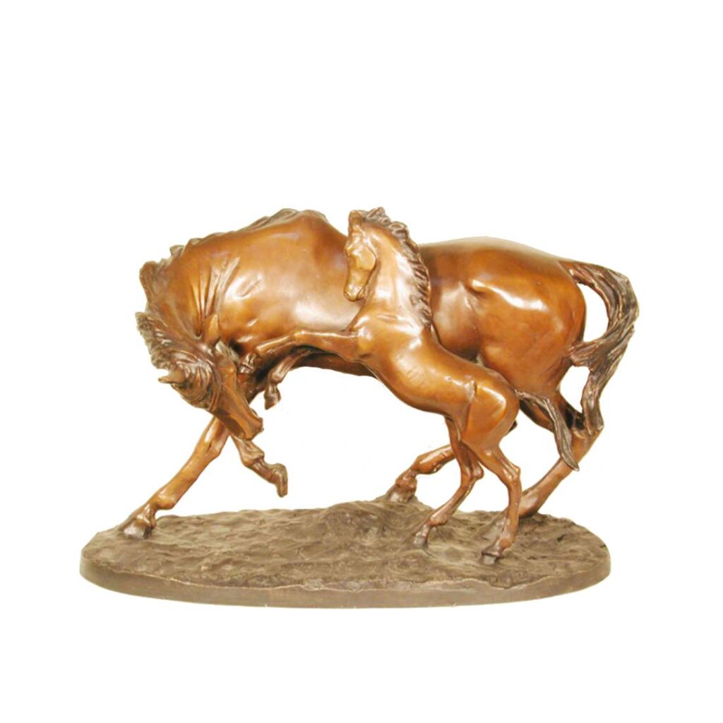 Bronze Mother Horse and Foal Tabletop Sculpture Metropolitan
