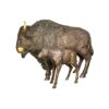 Bronze Buffalo and Calf Sculpture