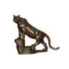 Bronze Cougar on Rock Sculpture