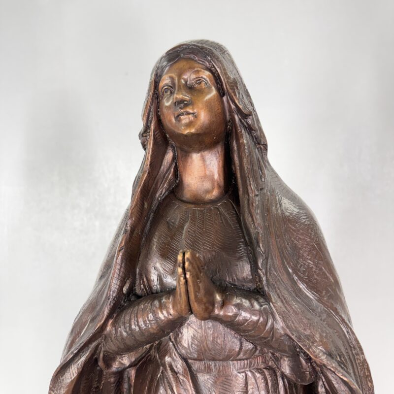 SRB029508 Bronze Praying Madonna Table-top Sculpture on Marble Base by Metropolitan Galleries Inc-6