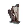 Bronze Angel playing Harp Sculpture