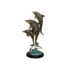 Three Darker Colorful Dolphins on Marble Base Tabletop Sculpture
