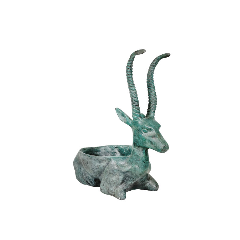 SRBC65015-G Bronze Deer Bowl Table-top Sculpture by Metropolitan Galleries Inc