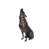 Bronze Sitting Howling Wolf Sculpture