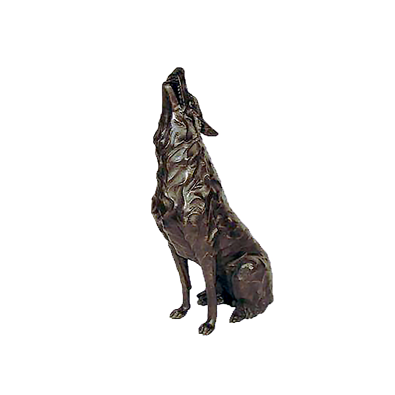 SRB10111 Bronze Sitting Wolf Sculpture by Metropolitan Galleries Inc