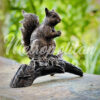 Bronze Squirrel on Log Table-top Sculpture
