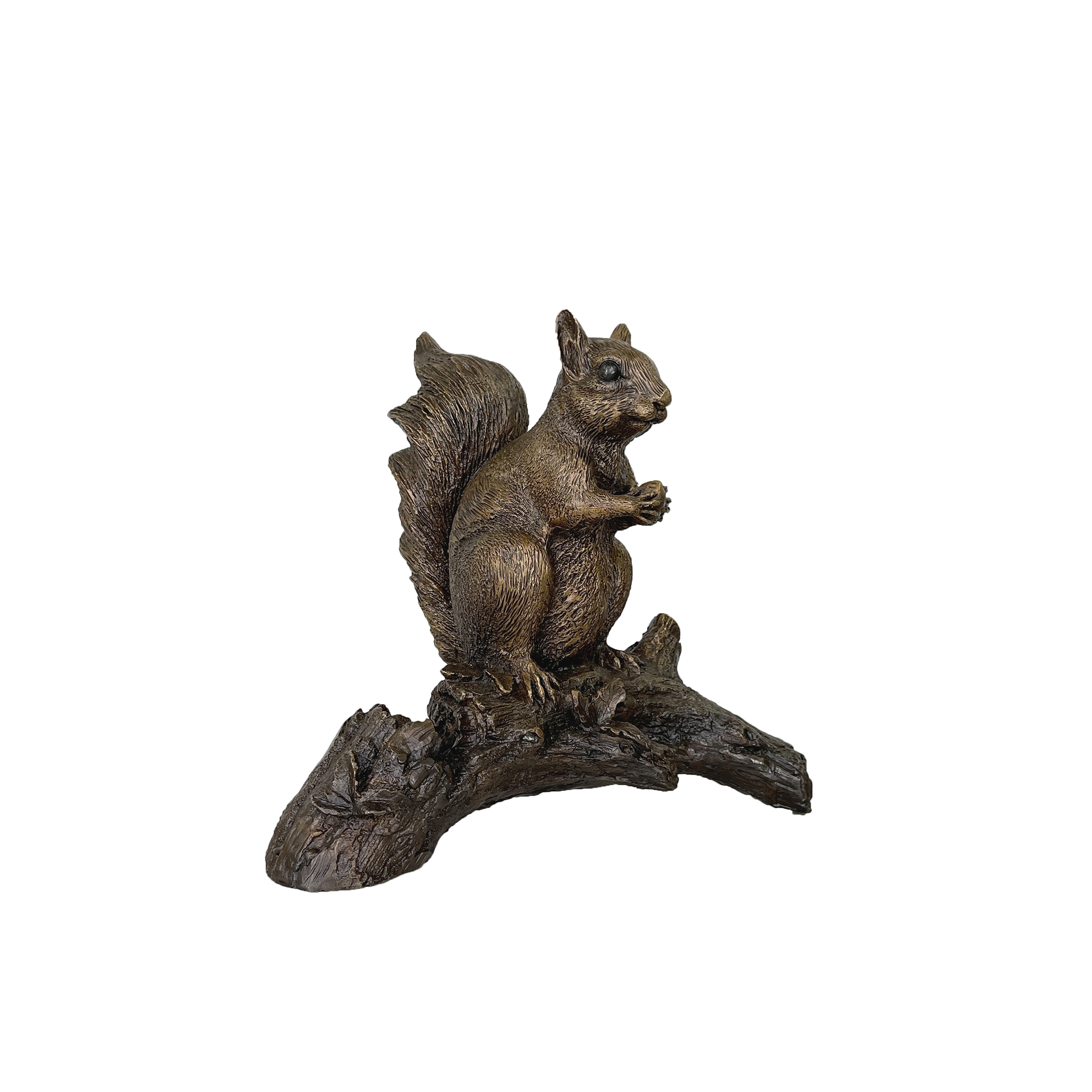 SRB40001 Bronze Squirrel on Log Table-top Sculpture by Metropolitan Galleries Inc.