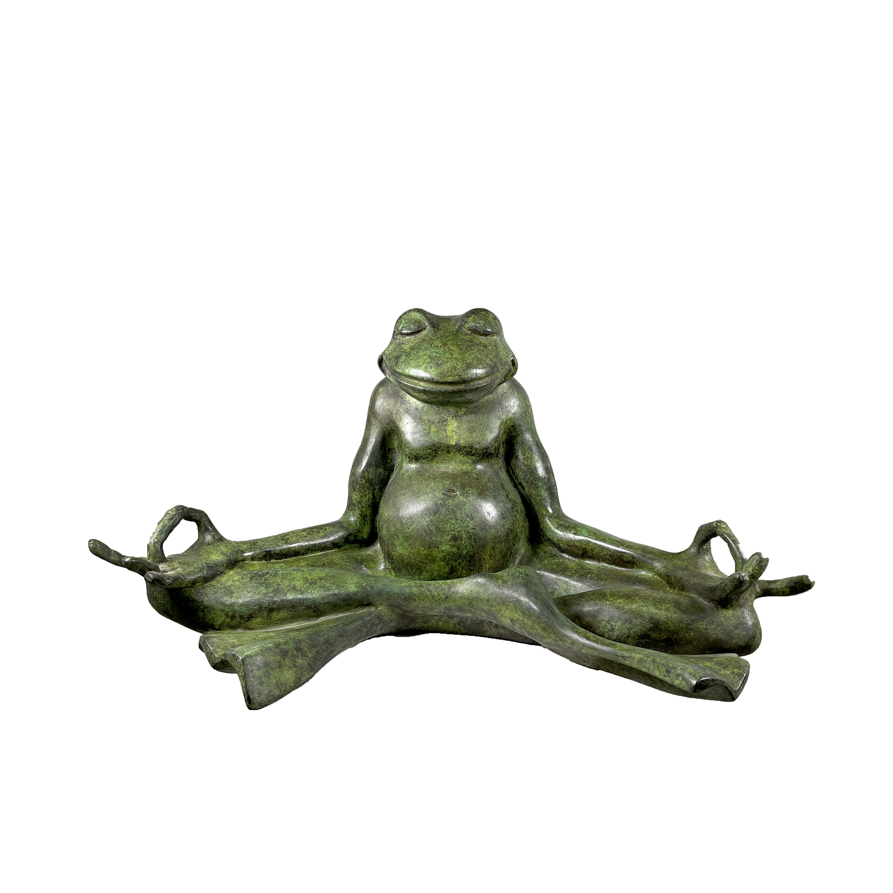 SRB706892-G Bronze Meditating Frog Sculpture in Green Patina by Metropolitan Galleries Inc