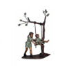 Bronze Boy pushing Girl on Tree Swing Sculpture
