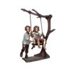 Bronze Boy pushing Girl on Tree Swing Sculpture