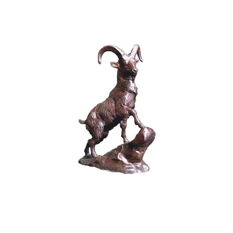 SRB351008-A Bronze Mountain Goat on Rock Sculpture by Metropolitan Galleries Inc