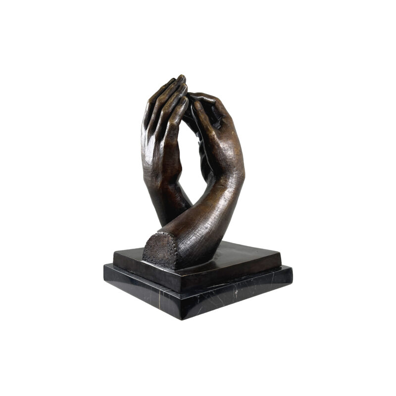 SRB10125 Bronze Grasping Hands Sculpture on Marble Base exclusively designed and produced by Metropolitan Galleries Inc