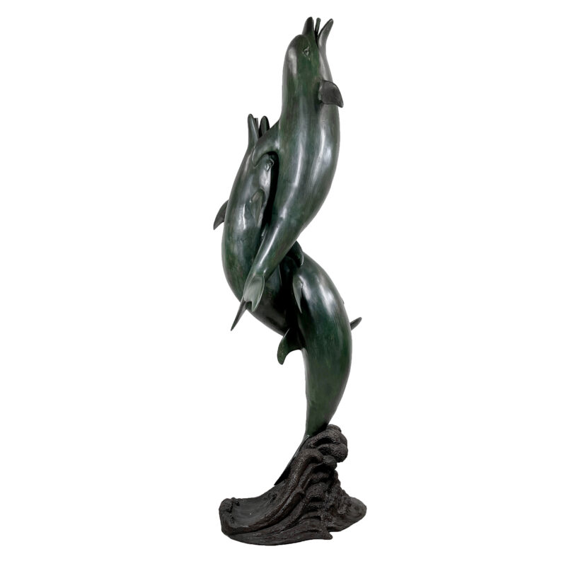 SRB41212 Bronze Entwined Dolphin Trio Fountain Sculpture by Metropolitan Galleries Inc