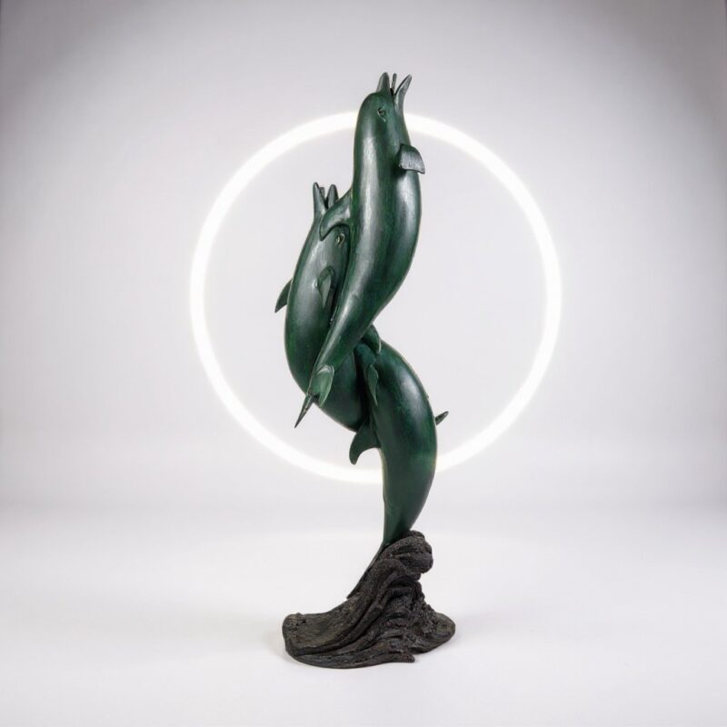 SRB41212 Bronze Entwined Dolphins Fountain Sculpture by Metropolitan Galleries Inc.