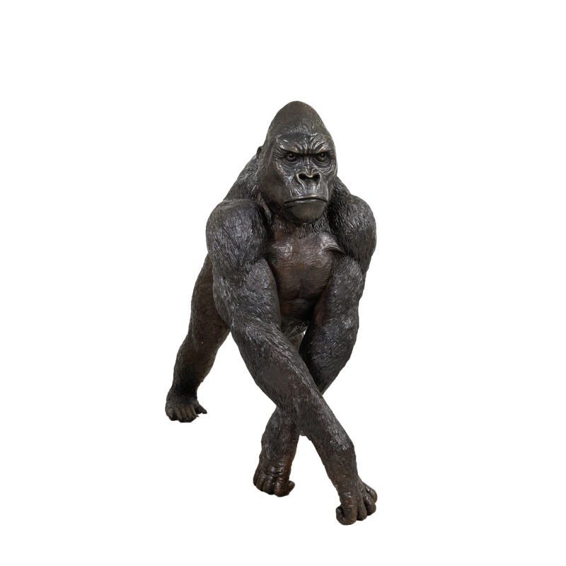 SRB41422 Bronze Standing Silverback Gorilla Sculpture by Metropolitan Galleries Inc
