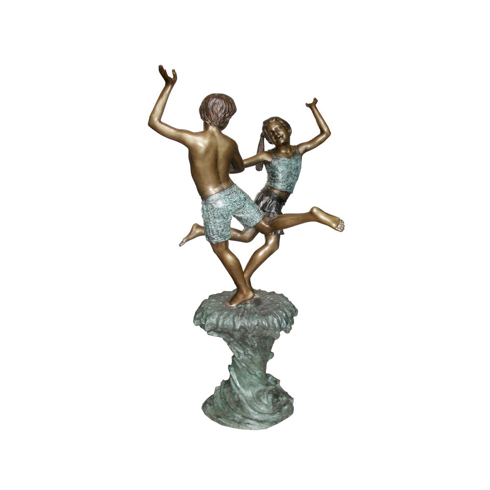 SRB706476 Bronze Boy & Girl Beach Fountain Sculpture by Metropolitan Galleries Inc