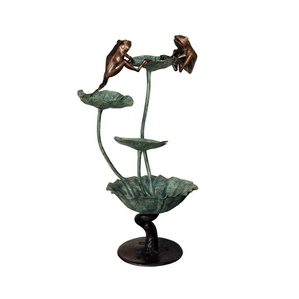 SRB028976 Bronze Two Frogs on Lillies Fountain Sculpture by Metropolitan Galleries Inc