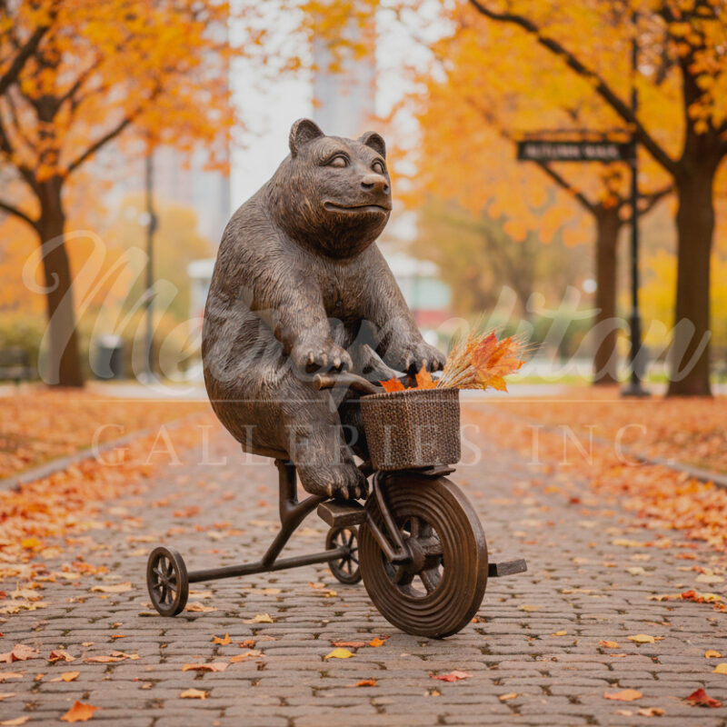 SRB10126 Bronze Bear on Tricycle Sculpture by Metropolitan Galleries Inc Vignette AI WM