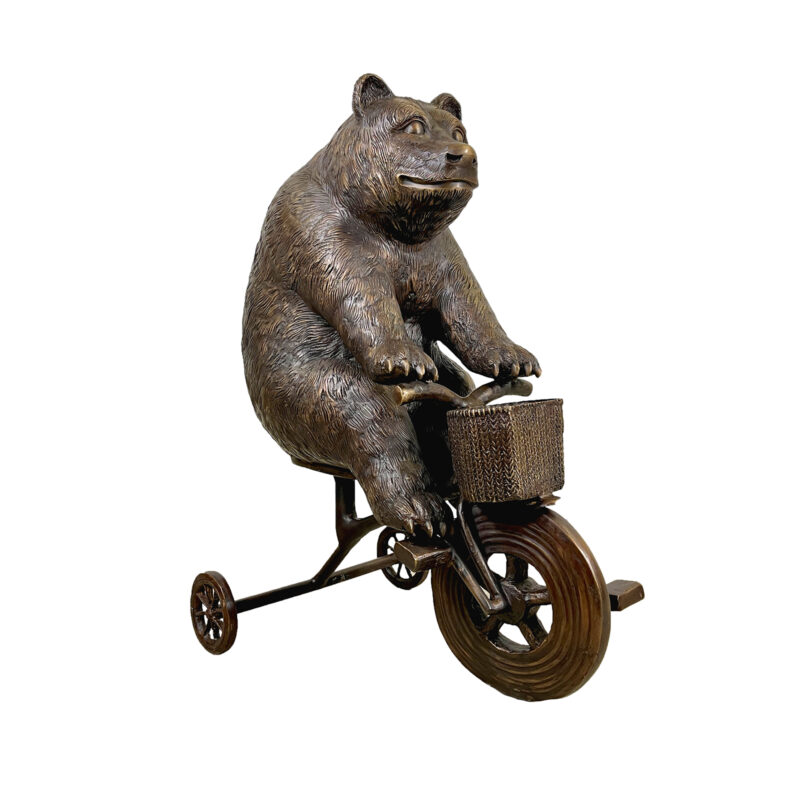 SRB10126 Bronze Bear riding Tricycle Sculpture exclusively designed and produced by Metropolitan Galleries Inc