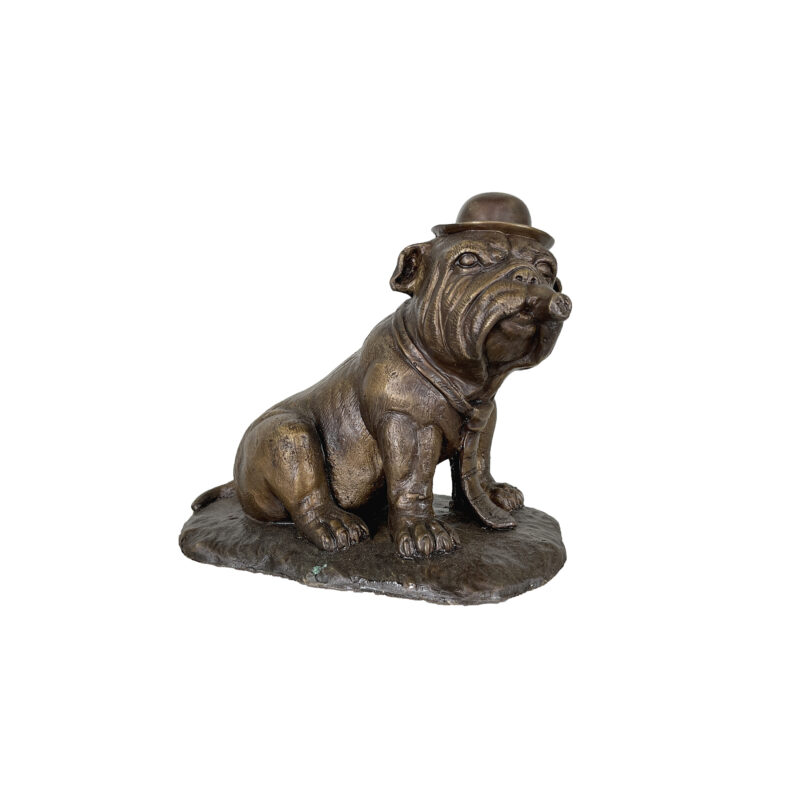 SRB351025 Bronze Smoking Bulldog Table-top Sculpture by Metropolitan Galleries Inc