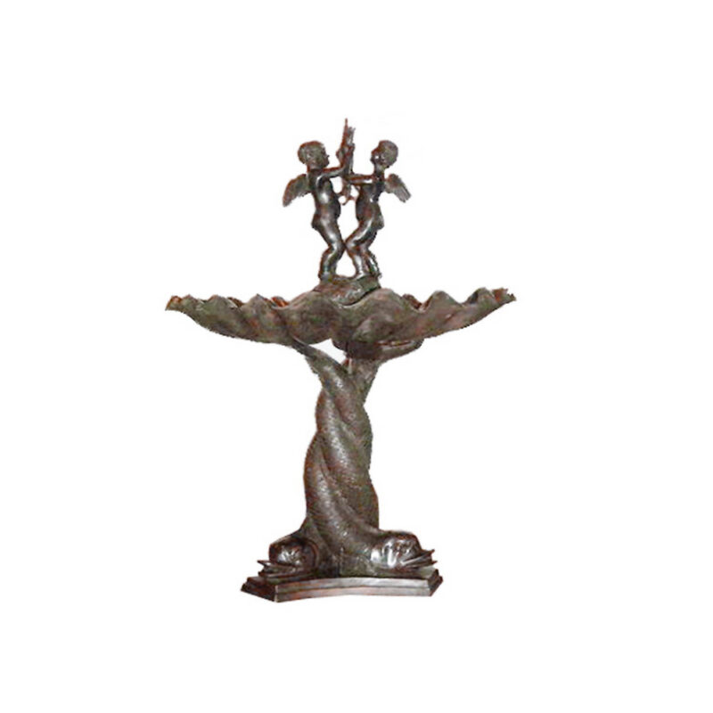 SRB702725 Bronze Two Cherubs Fish Fountain by Metropolitan Galleries Inc