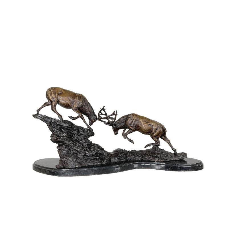 SRB351005 Bronze Fighting Deer Table-top Sculpture by Metropolitan Galleries Inc