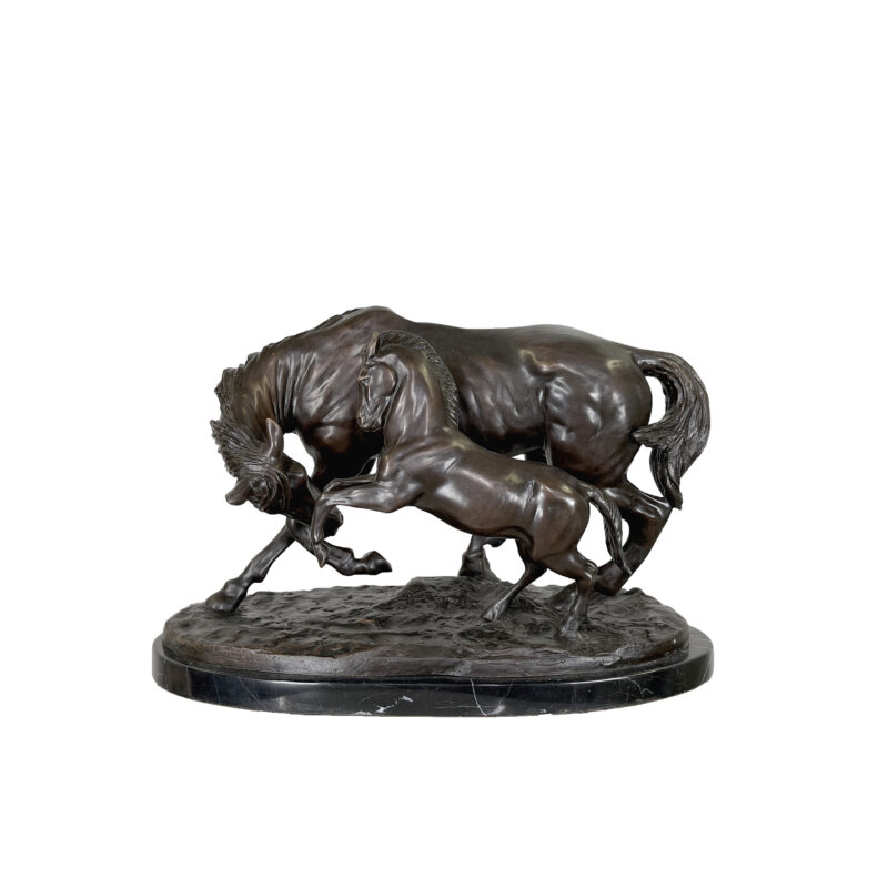 SRB351007 Bronze Mare & Foal Table-top Sculpture on Marble Base by Metropolitan Galleries Inc.