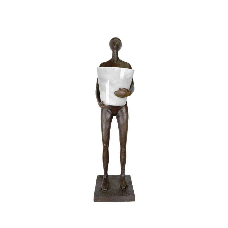 SRB40011 Bronze Modern Standing Lady holding Pot Sculpture by Metropolitan Galleries Inc