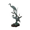 Bronze Two Herons on Branch Fountain Sculpture