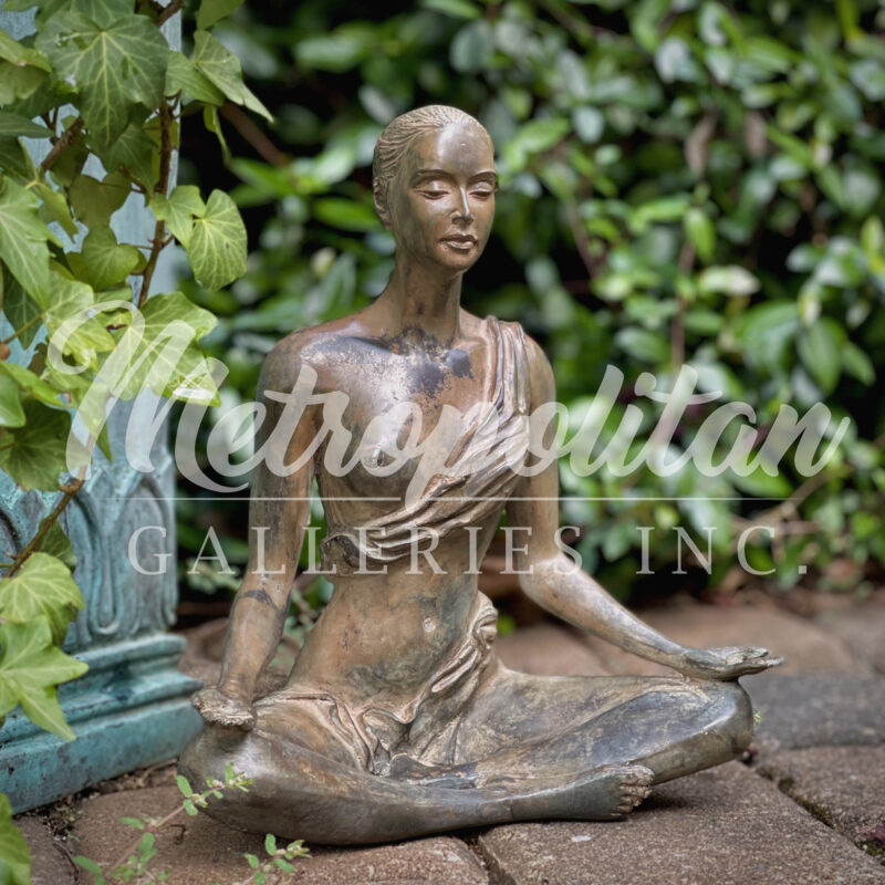 SRBC65020 Bronze Namaste Lady Table-top Sculpture by Metropolitan Galleries Inc Vignette WM