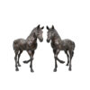 Bronze Medium Trotting Horse Sculpture Pair