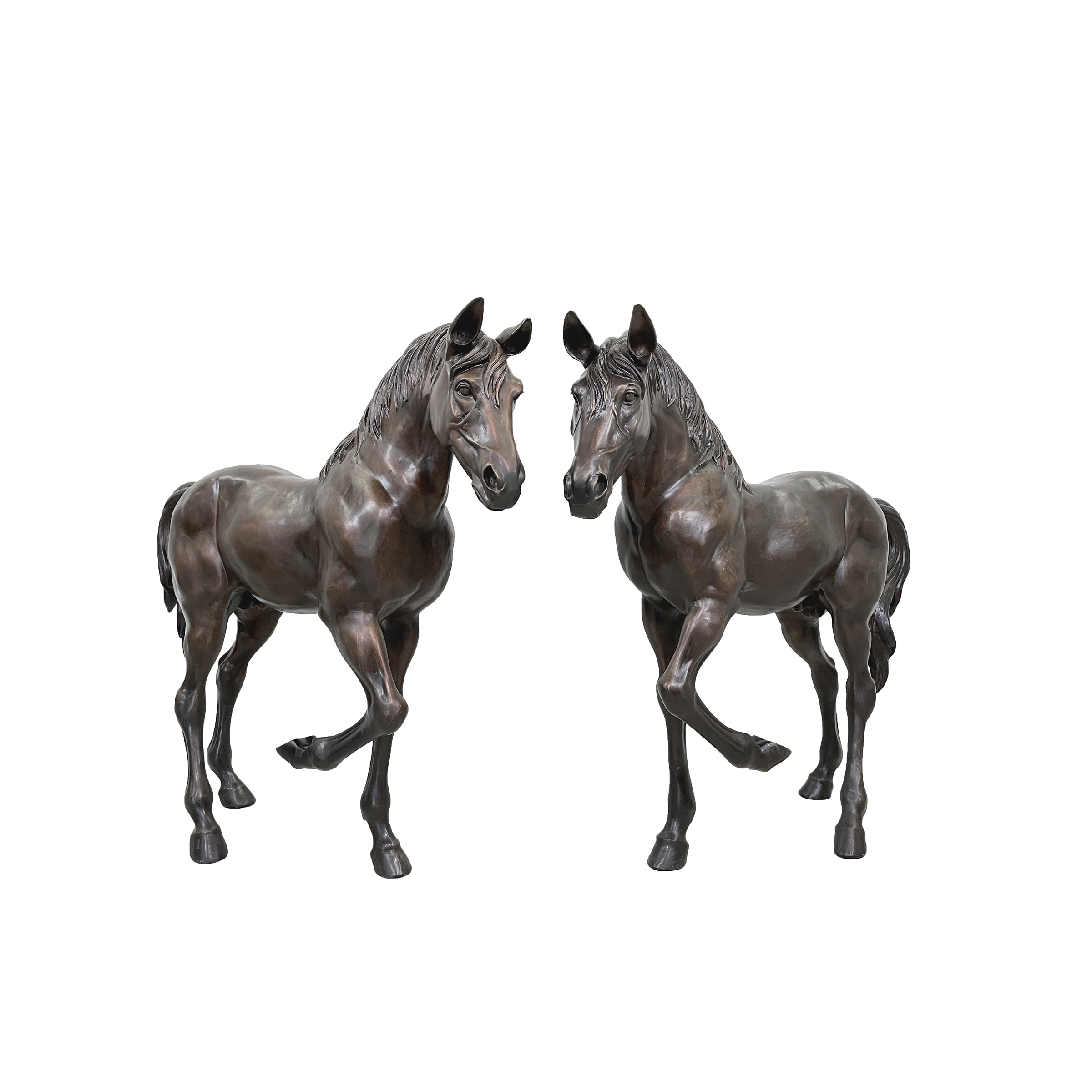 SRB351041 Bronze Medium Trotting Horse Sculpture Pair by Metropolitan Galleries Inc