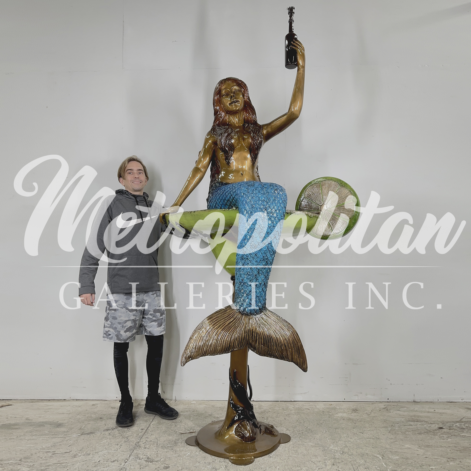 SRB099817 Bronze Margarita Mermaid Fountain Sculpture exclusively designed and produced by Metropolitan Galleries Inc