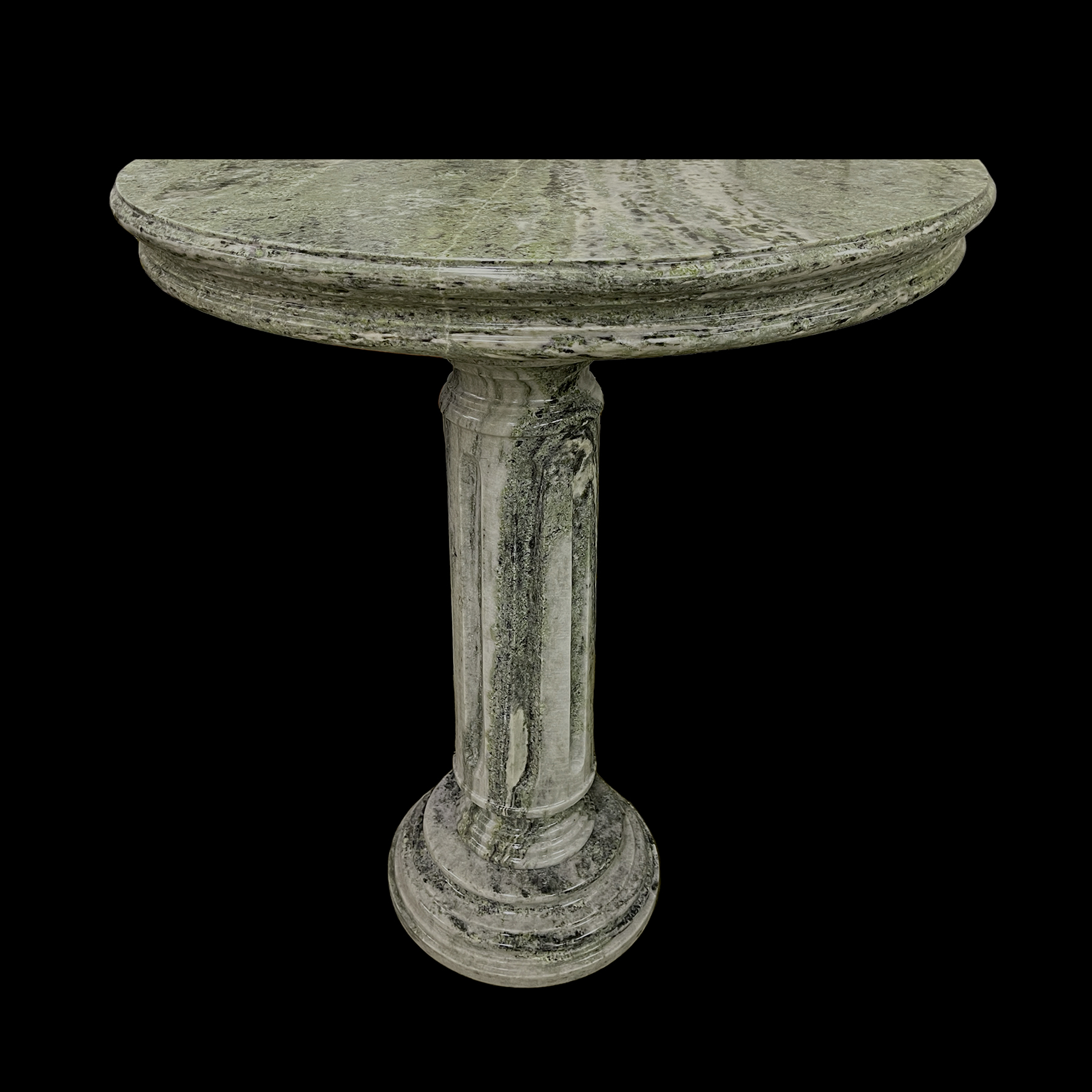 JBP901 Marble Demilune Console Table in Emerald Sage by Metropolitan Galleries Inc