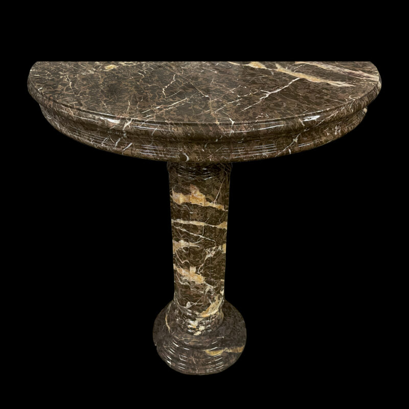JBP902 Marble Demilune Console Table in Emperador Brown by Metropolitan Galleries Inc