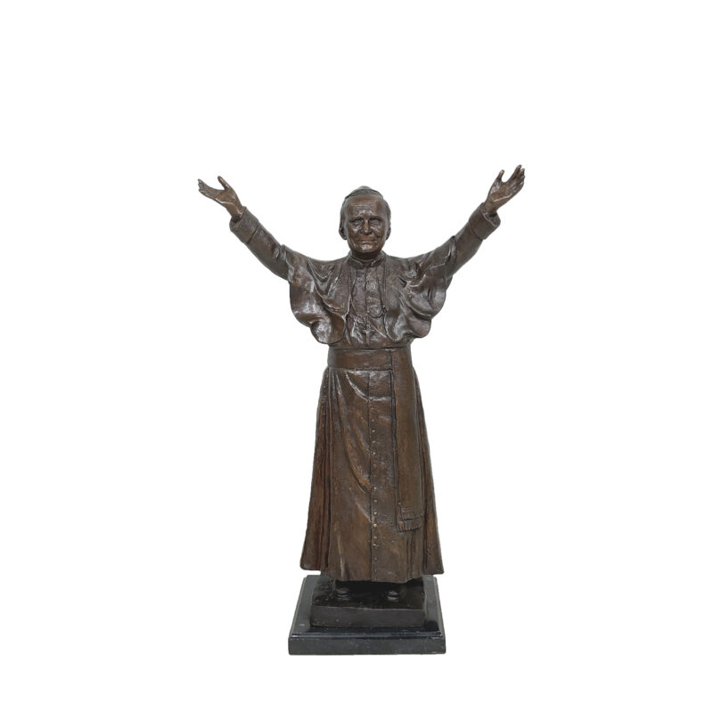 SRB095037 Bronze Pope John Paul II Table-top Sculpture by Metropolitan Galleries Inc