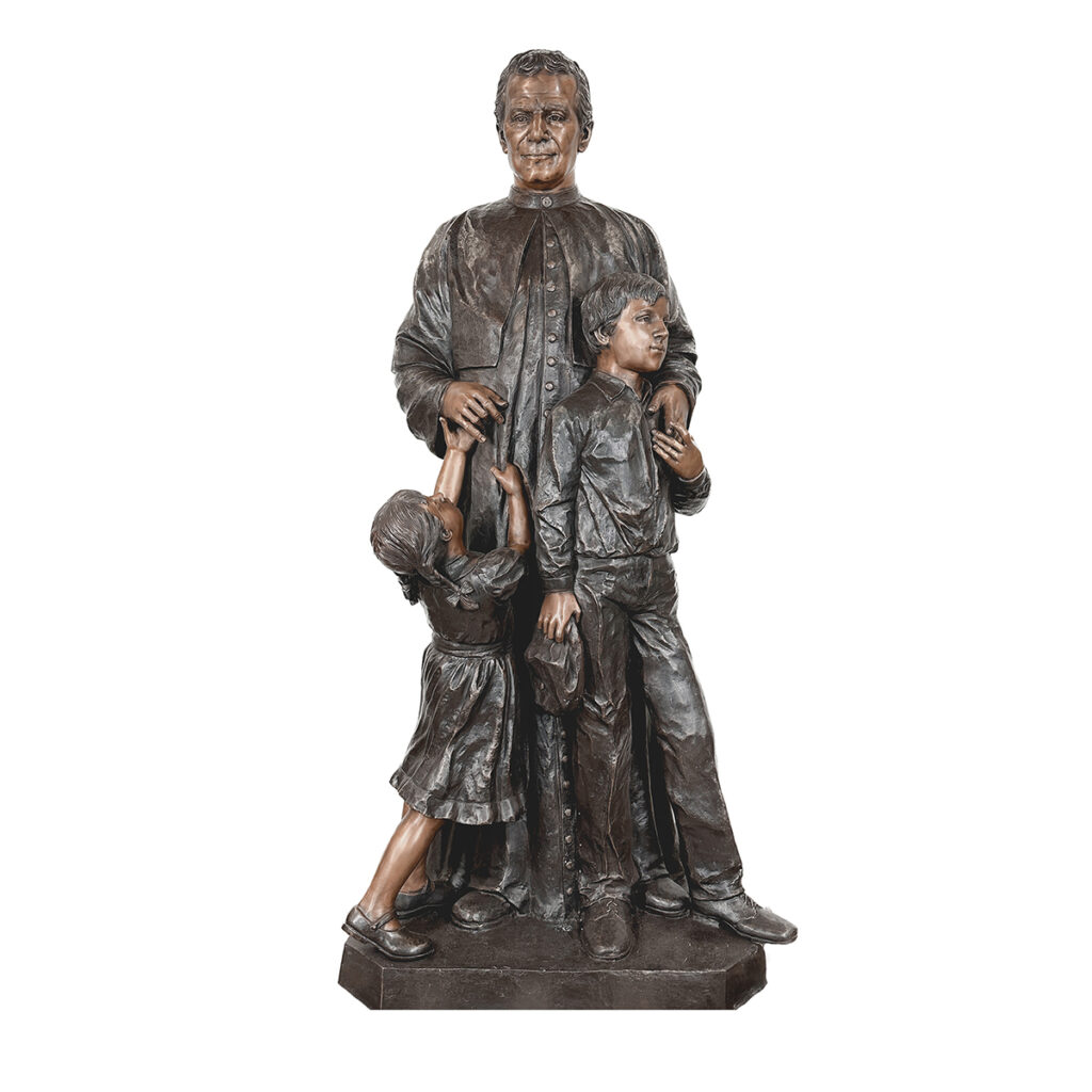 SRB10129 Bronze Saint John Bosco with Children Sculpture exclusively designed and produced by Metropolitan Galleries Inc.