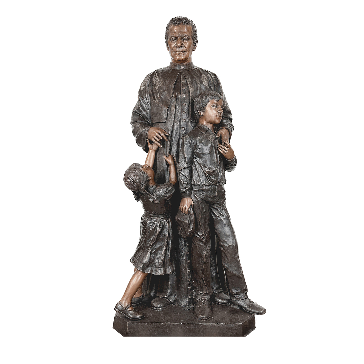 Bronze Saint John Bosco with Children Sculpture