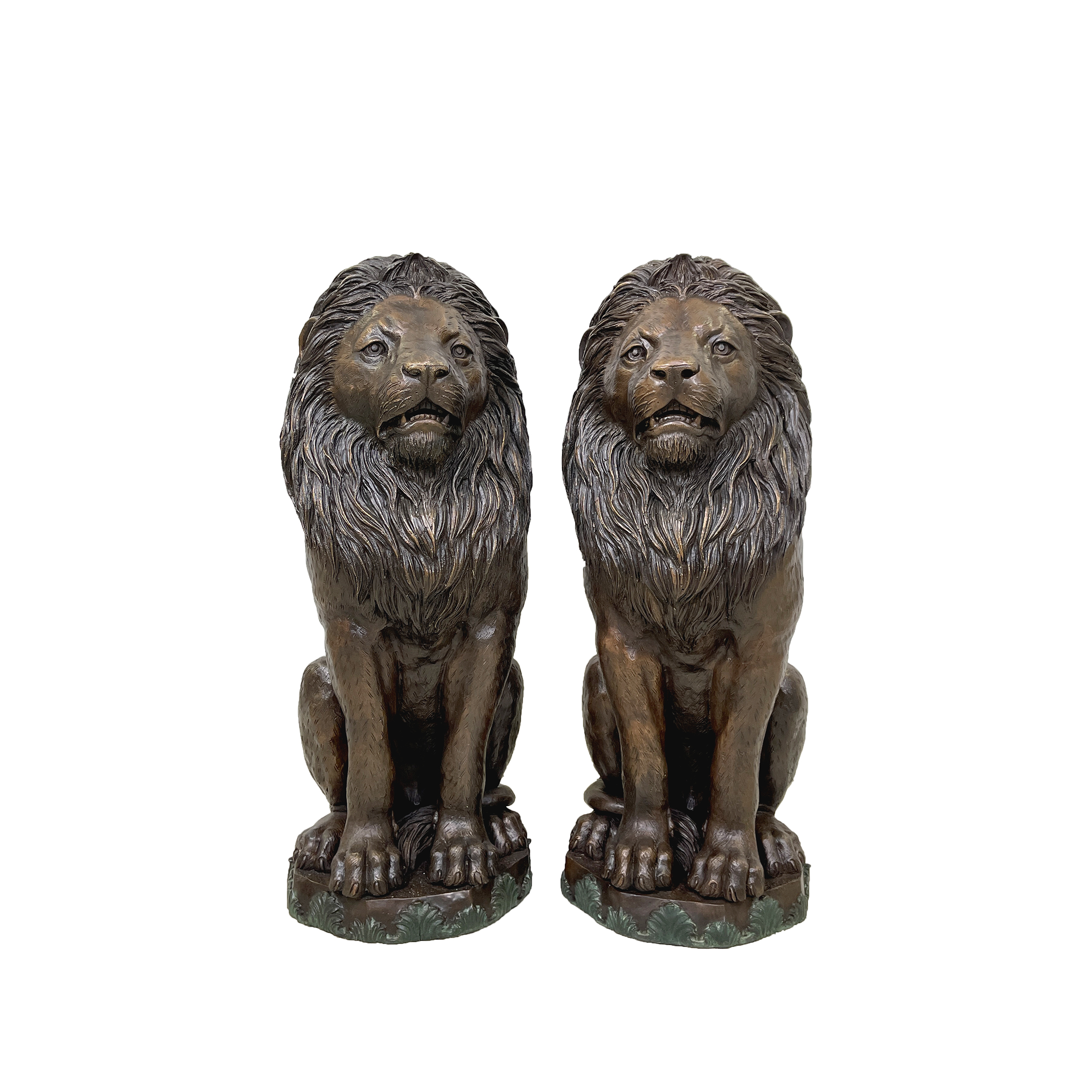 SRB48504 Bronze Small Sitting Lions Sculpture by Metropolitan Galleries Inc