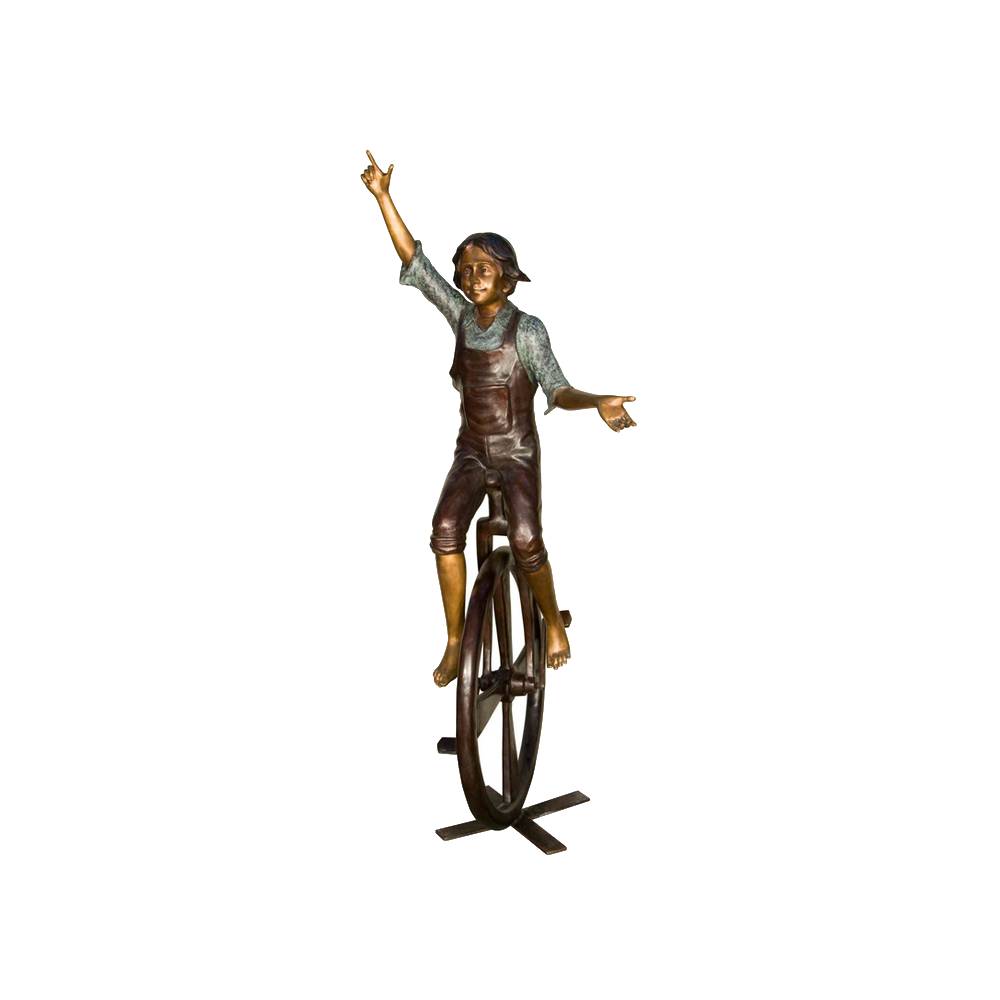 Bronze Boy on Unicycle Sculpture