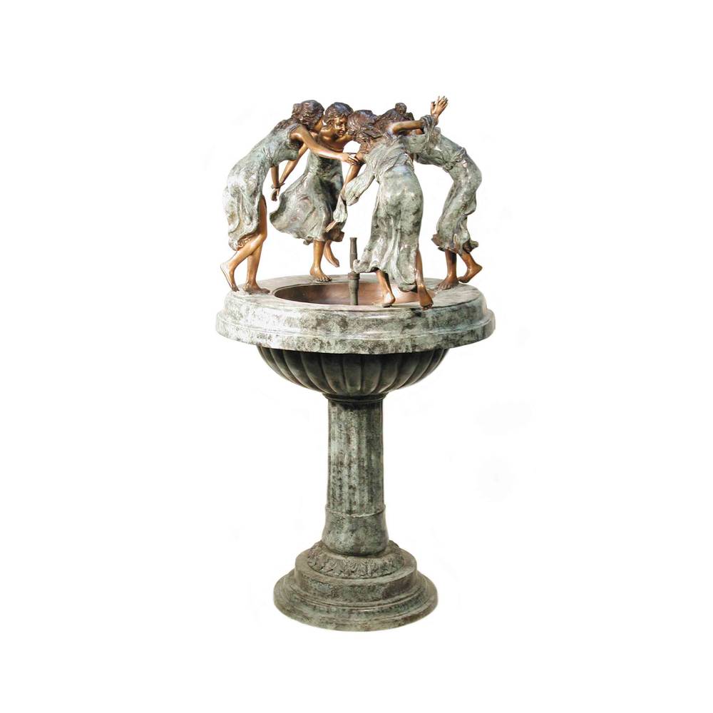 Bronze Four Dancing Ladies on Pedestal Fountain