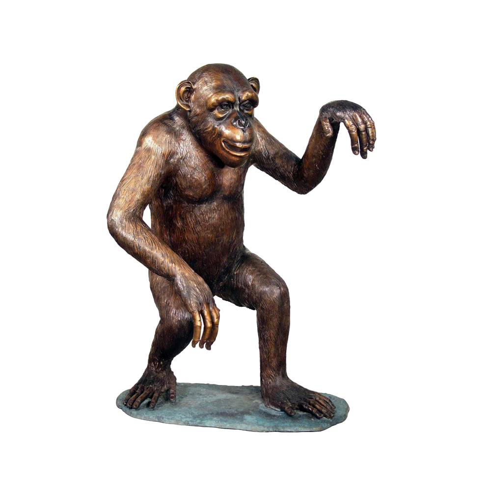Bronze Standing Chimpanzee Sculpture