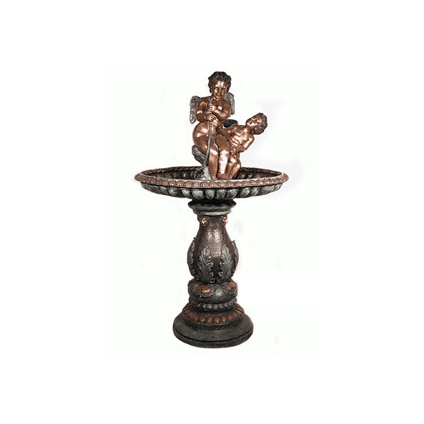 Bronze Two Cherubs in Bowl Fountain